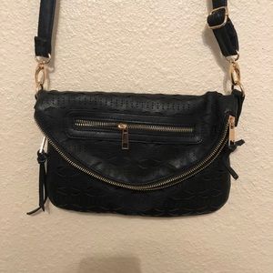 Black Foldover Crossbody Purse